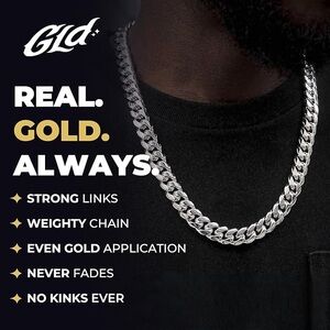 GLD Cuban Link Chain for Men and Women - Gold-Plated 12mm Miami Cuban Chain